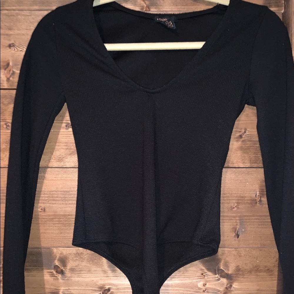 Black ribbed bodysuit